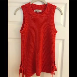 LOFT orange side tie sweater tank